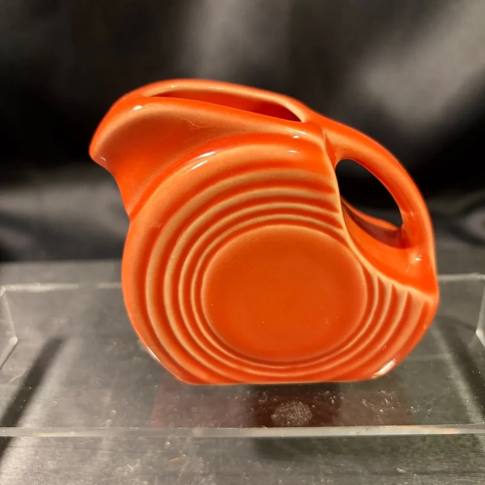 Fiesta HLC USA Poppy Orange Ceramic Disc Pitcher Mini Creamer Art Deco Ring